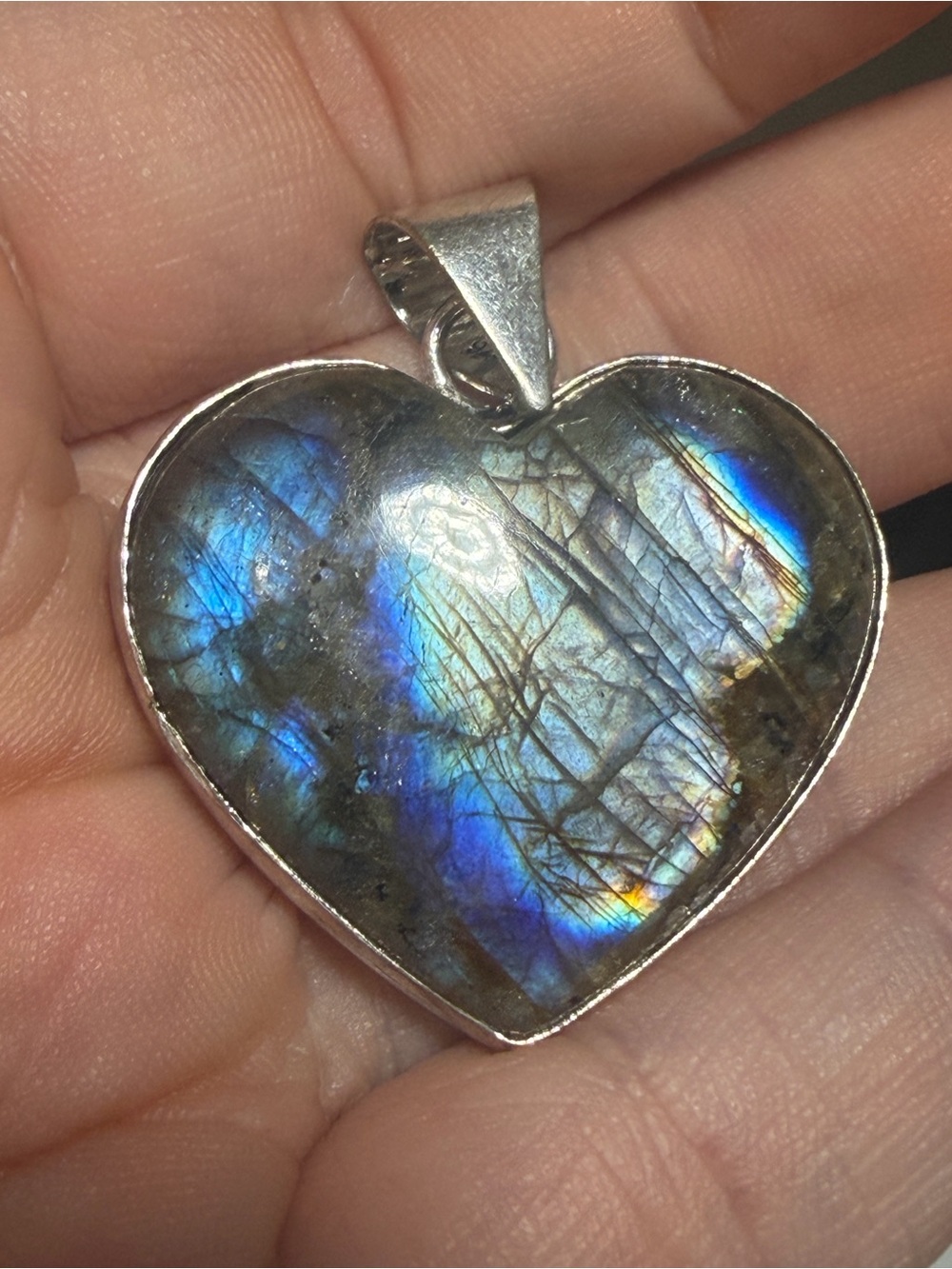 Labradorite Pendant | Blue Flash | Earthy Heart | Natural Stone | 1.5 Inches